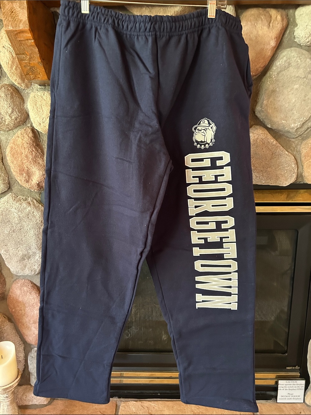 Gildan Men's Navy Georgetown Print and Logo Sweatpants, Size 2XL, NWOT